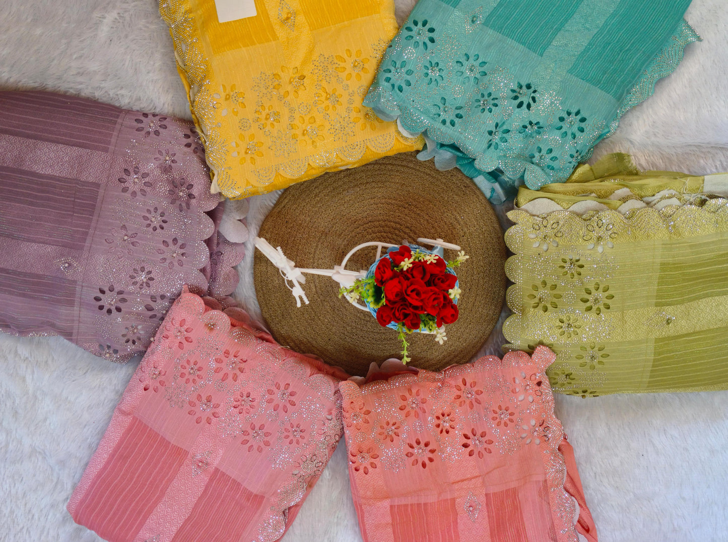 Pearl Embellished Chiffon Saree