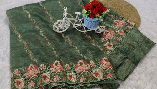 Embroidery Work Crush tussar Saree