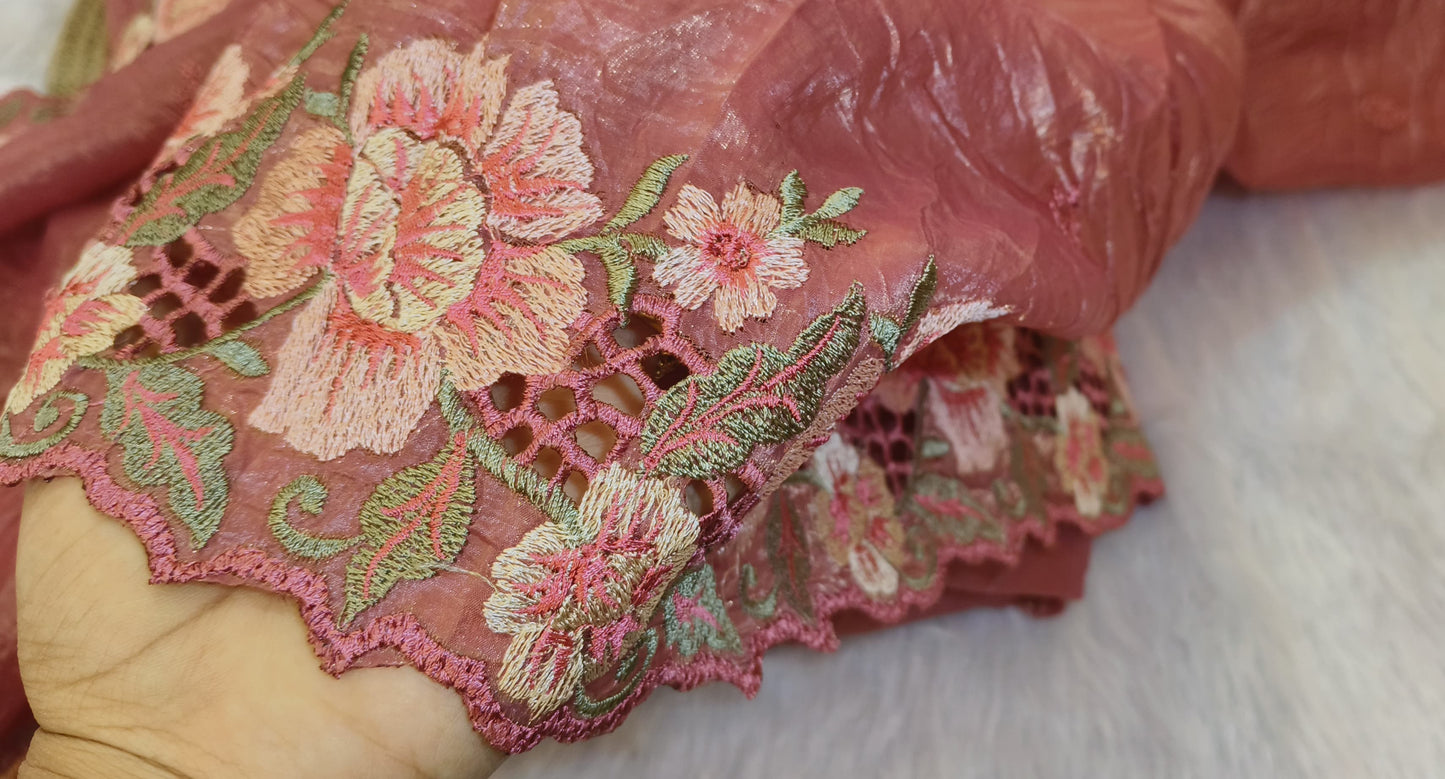 Embroidery Work Crush tussar Saree