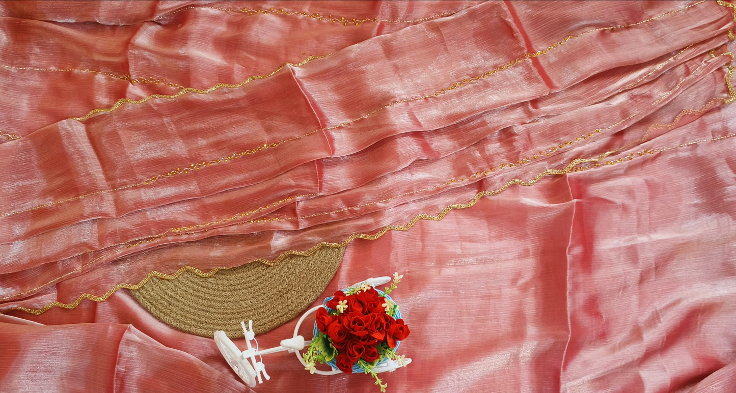 Pink color cut work Jimmy-cho saree