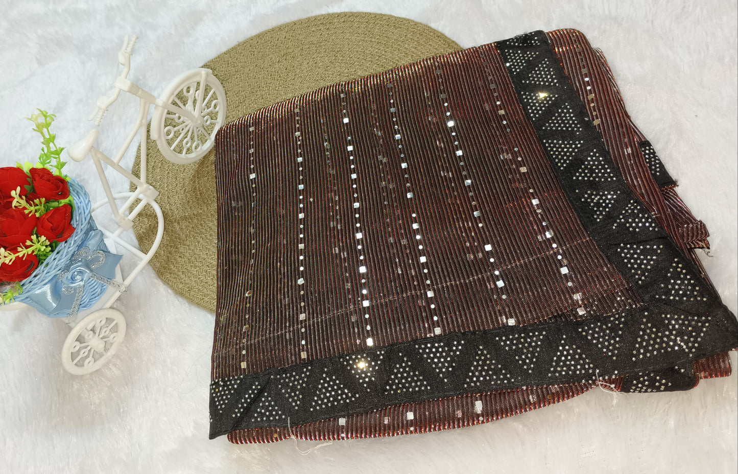 Maroon Color Stretchable Sequence Saree