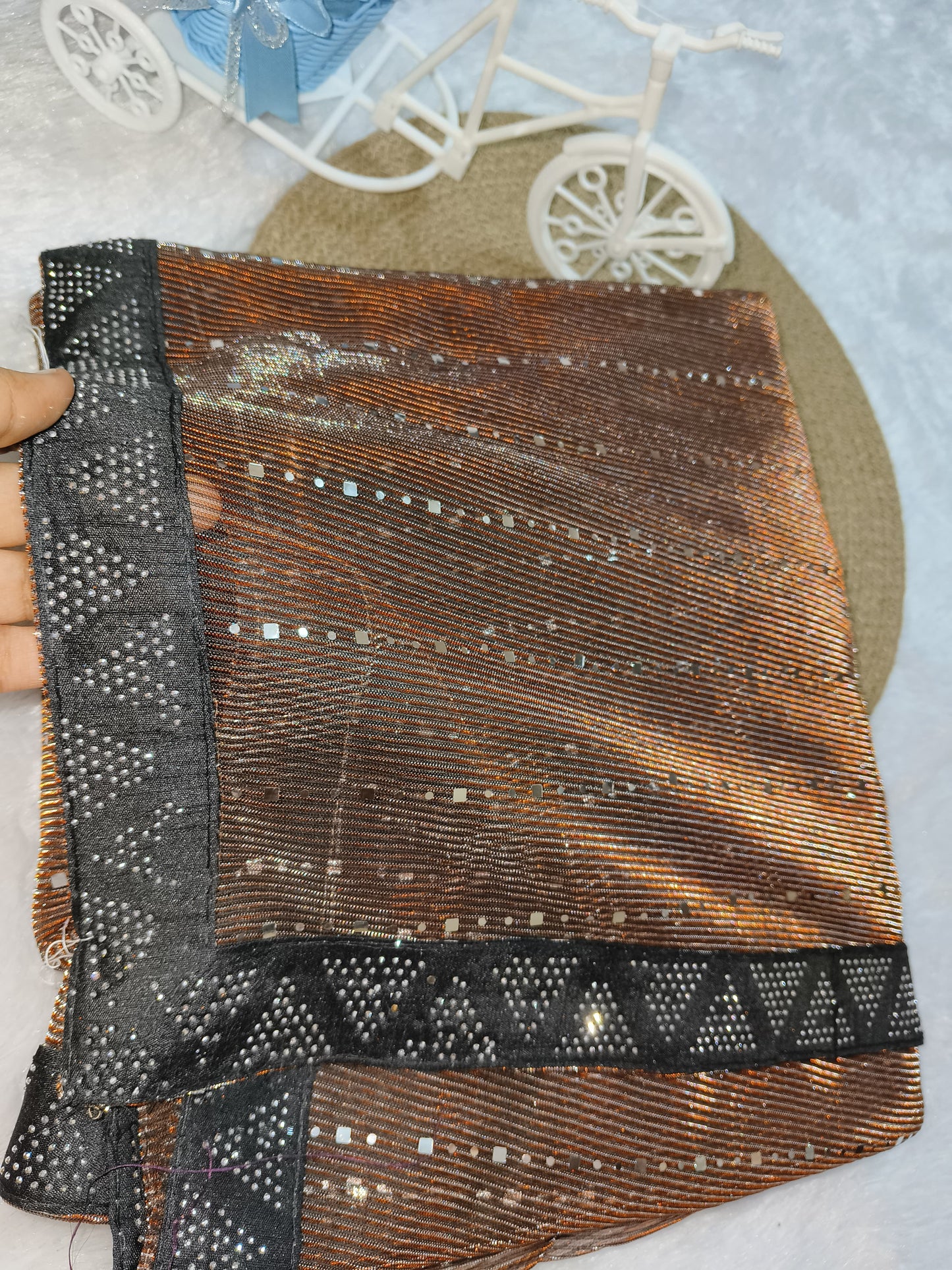 Gold Color Stretchable Sequence Saree