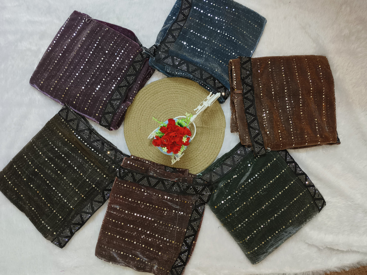 Black Color Stretchable Sequence Saree