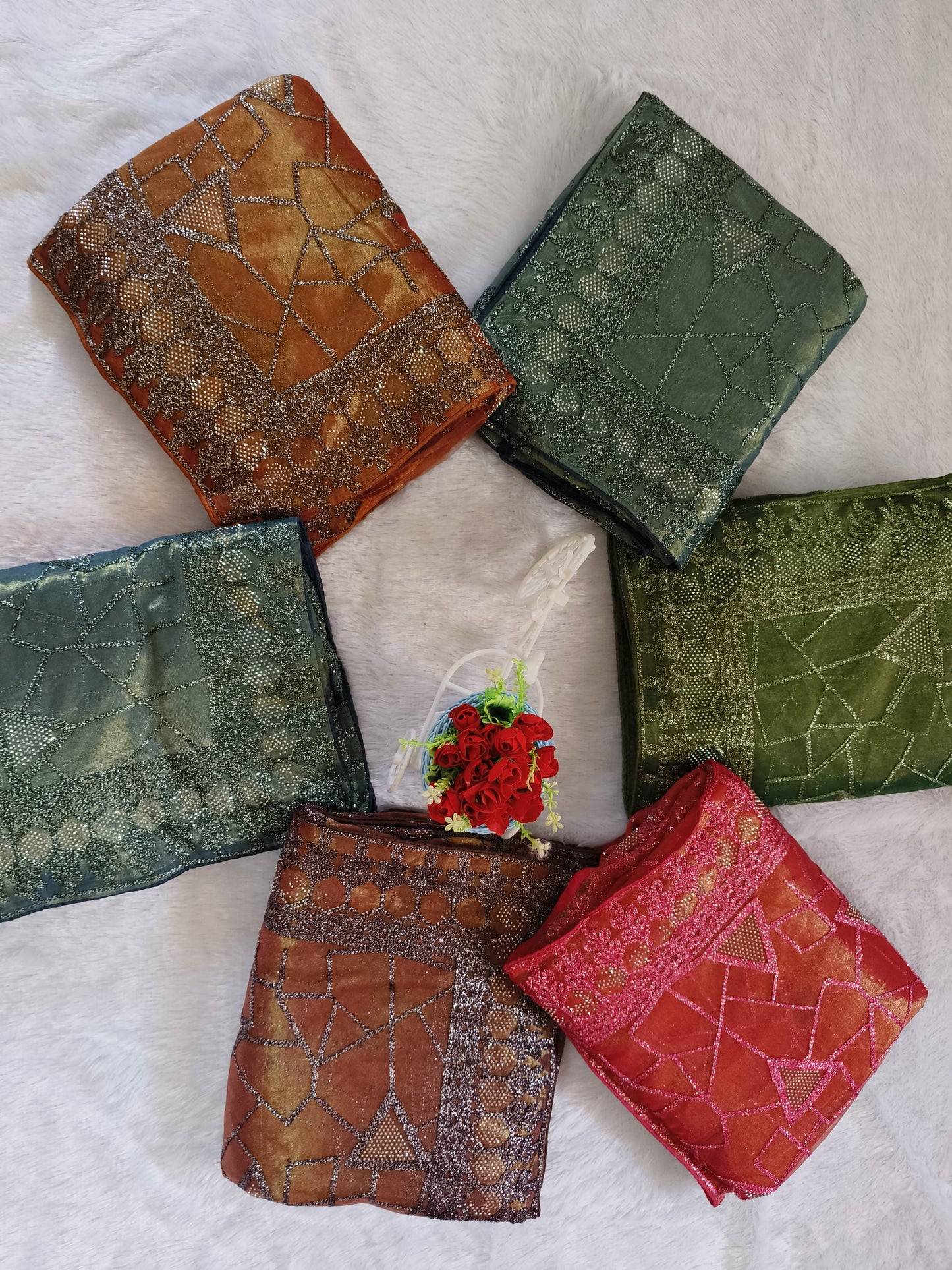 Teal Green Zari Embroidery Organza Saree