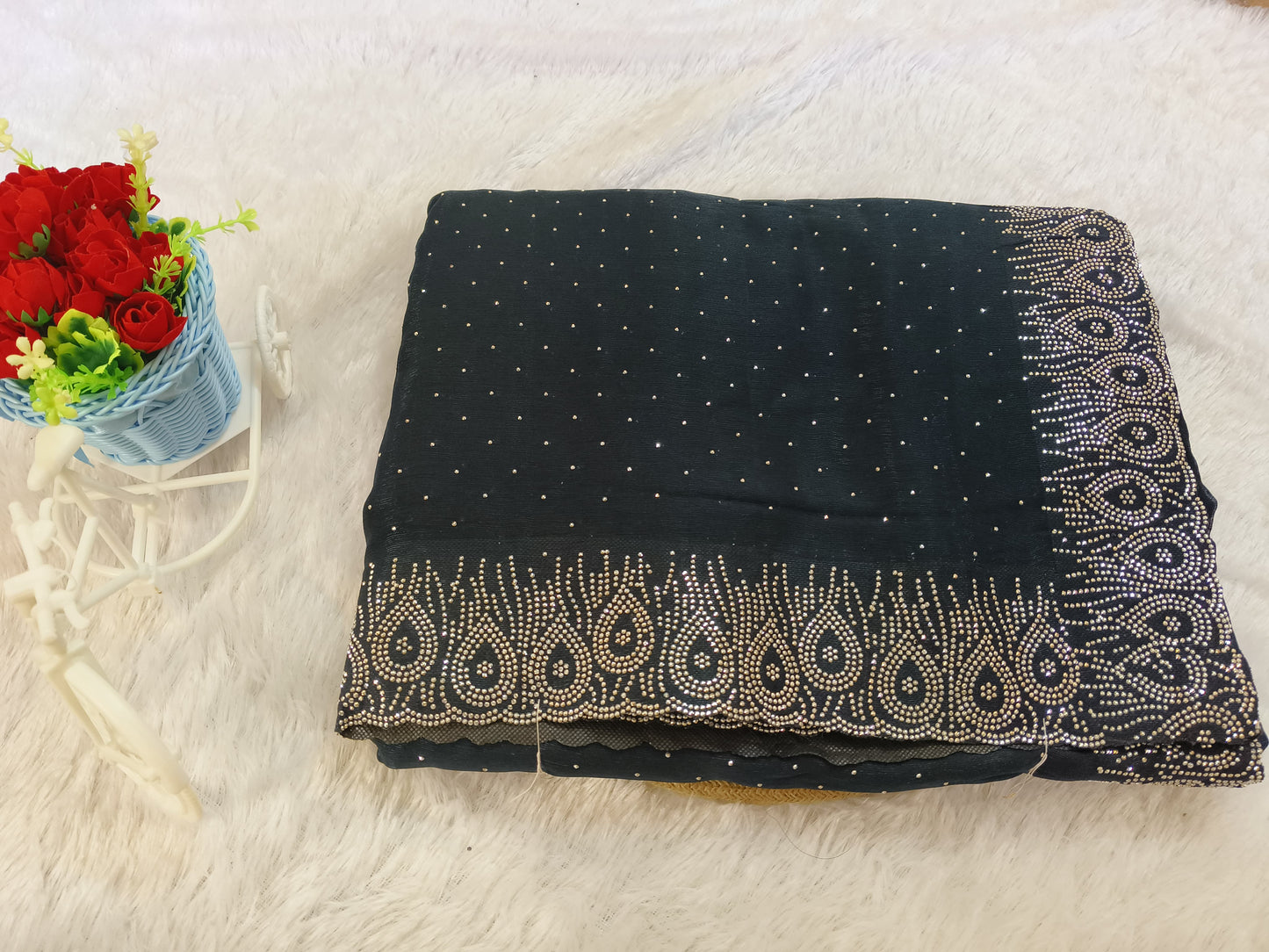 Tale Blue Georgette Embellished Saree