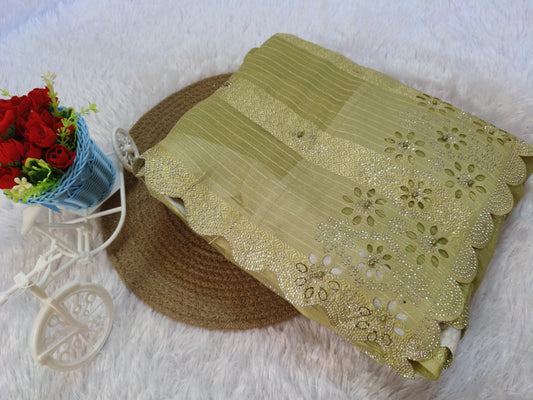 Pearl Embellished Chiffon Saree