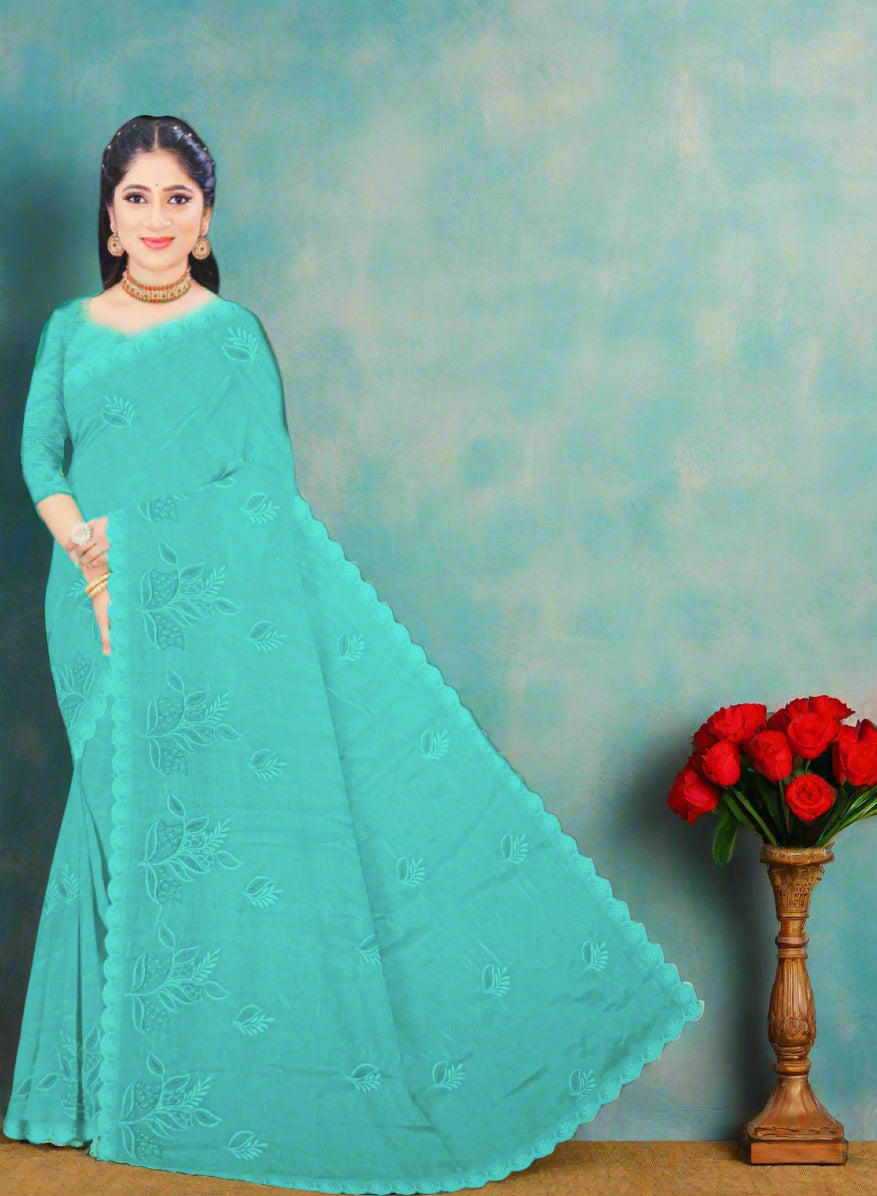 Green Embroidery sequence jimmichoo Saree