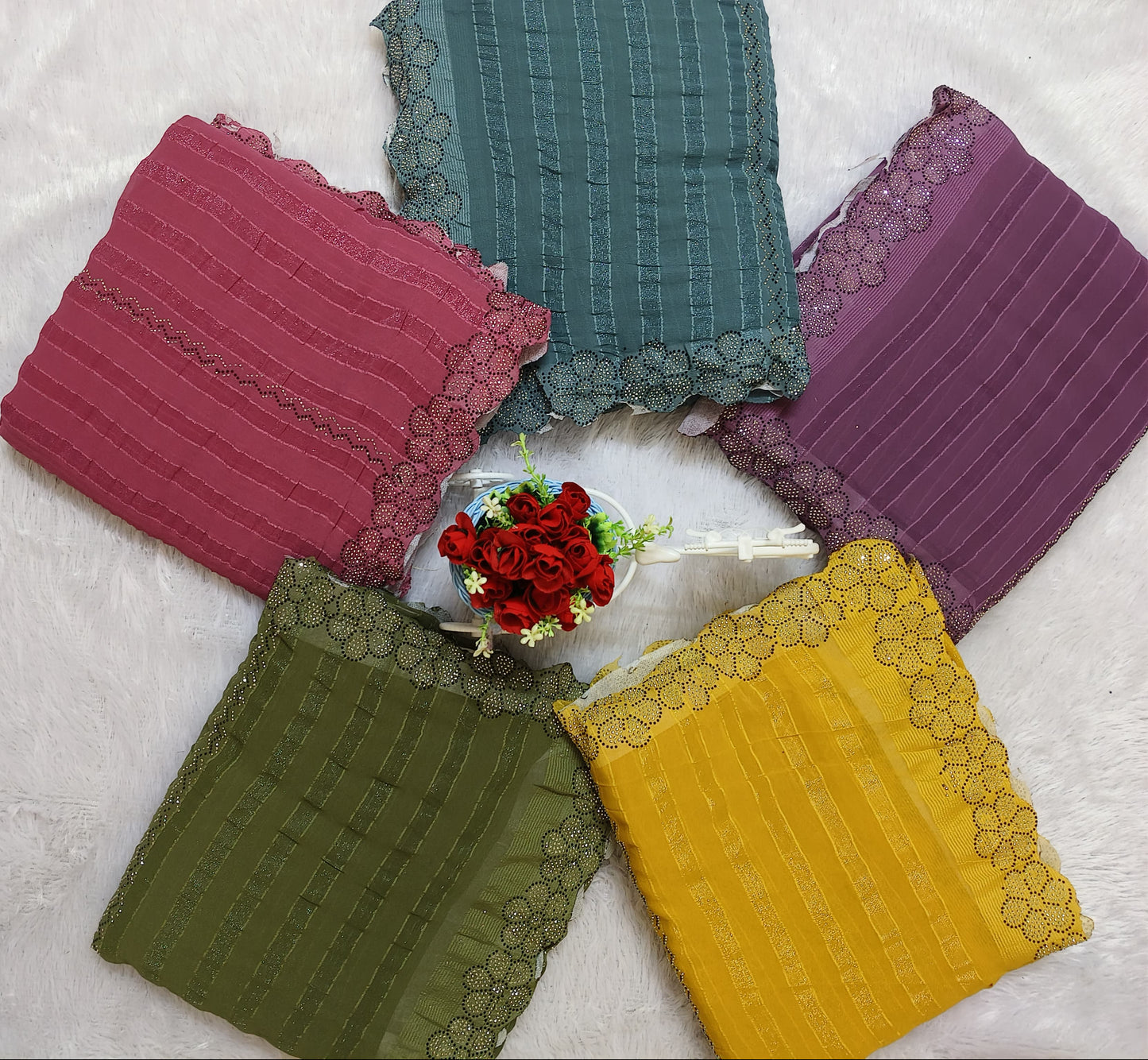 Flower Pattern Sequence Work Yellow Saree