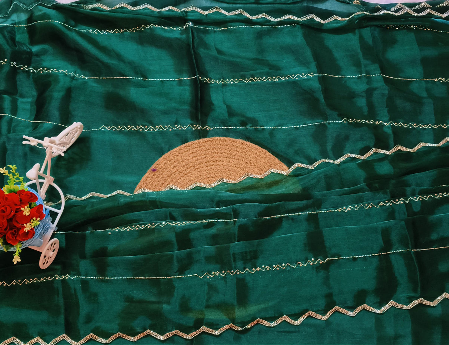 Hand work Green color Jimmy-cho saree