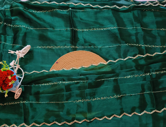 Hand work Green color Jimmy-cho saree