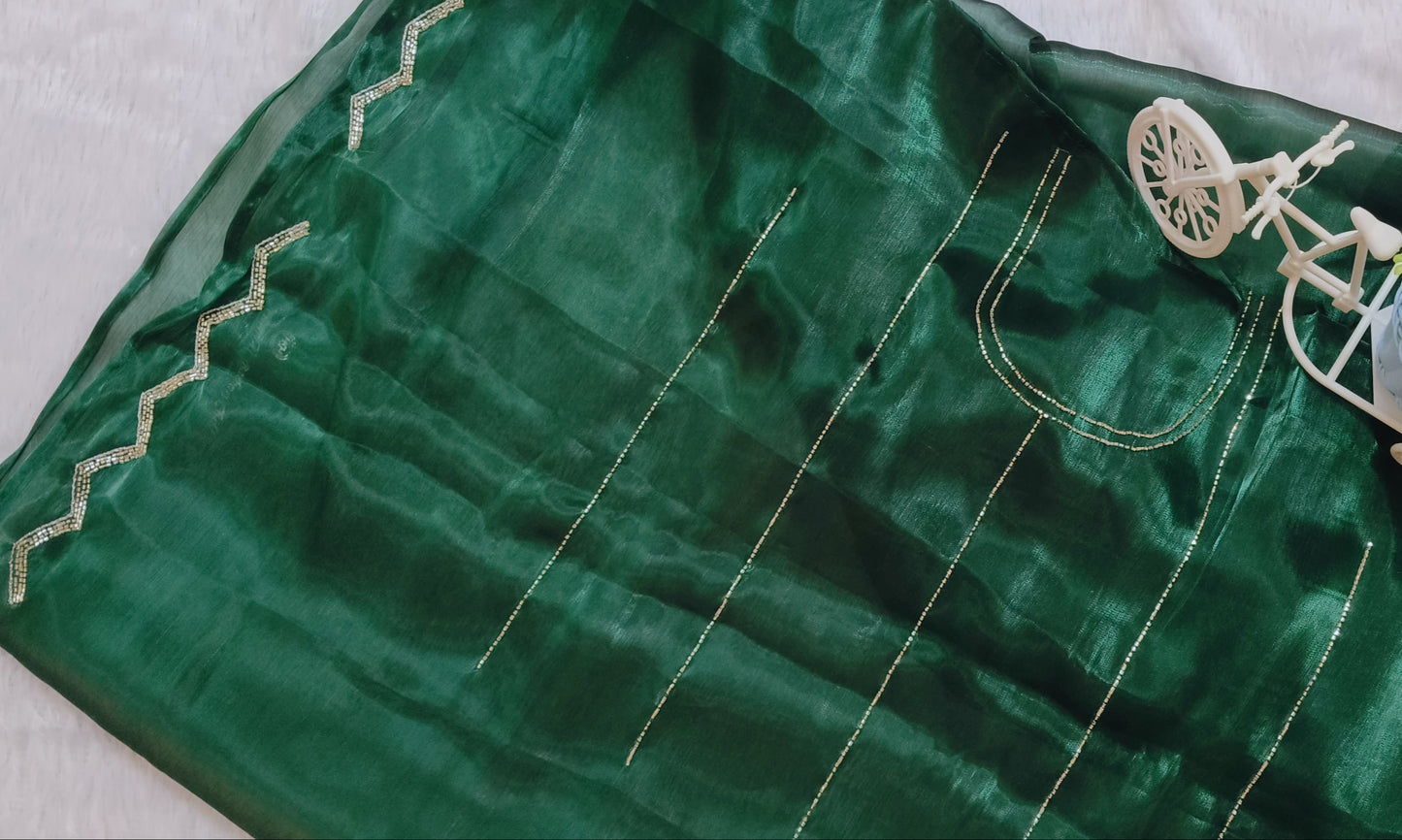 Hand work Green color Jimmy-cho saree