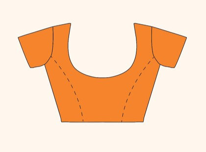 Orange Digital Print Organza Saree