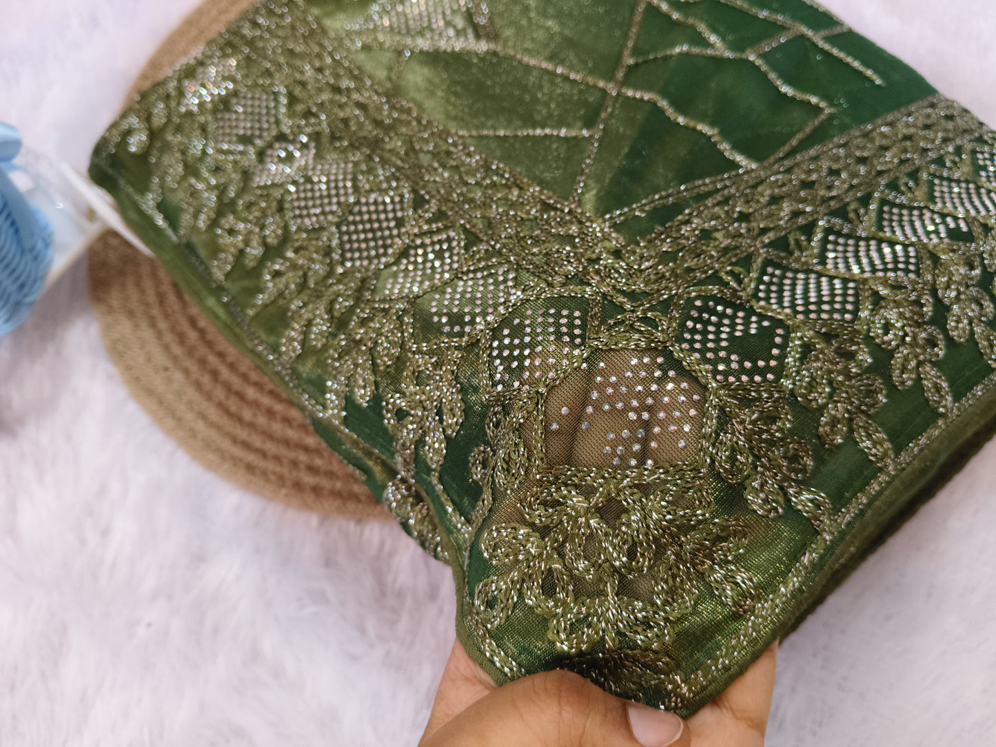 Green Zari Embroidery Organza Saree