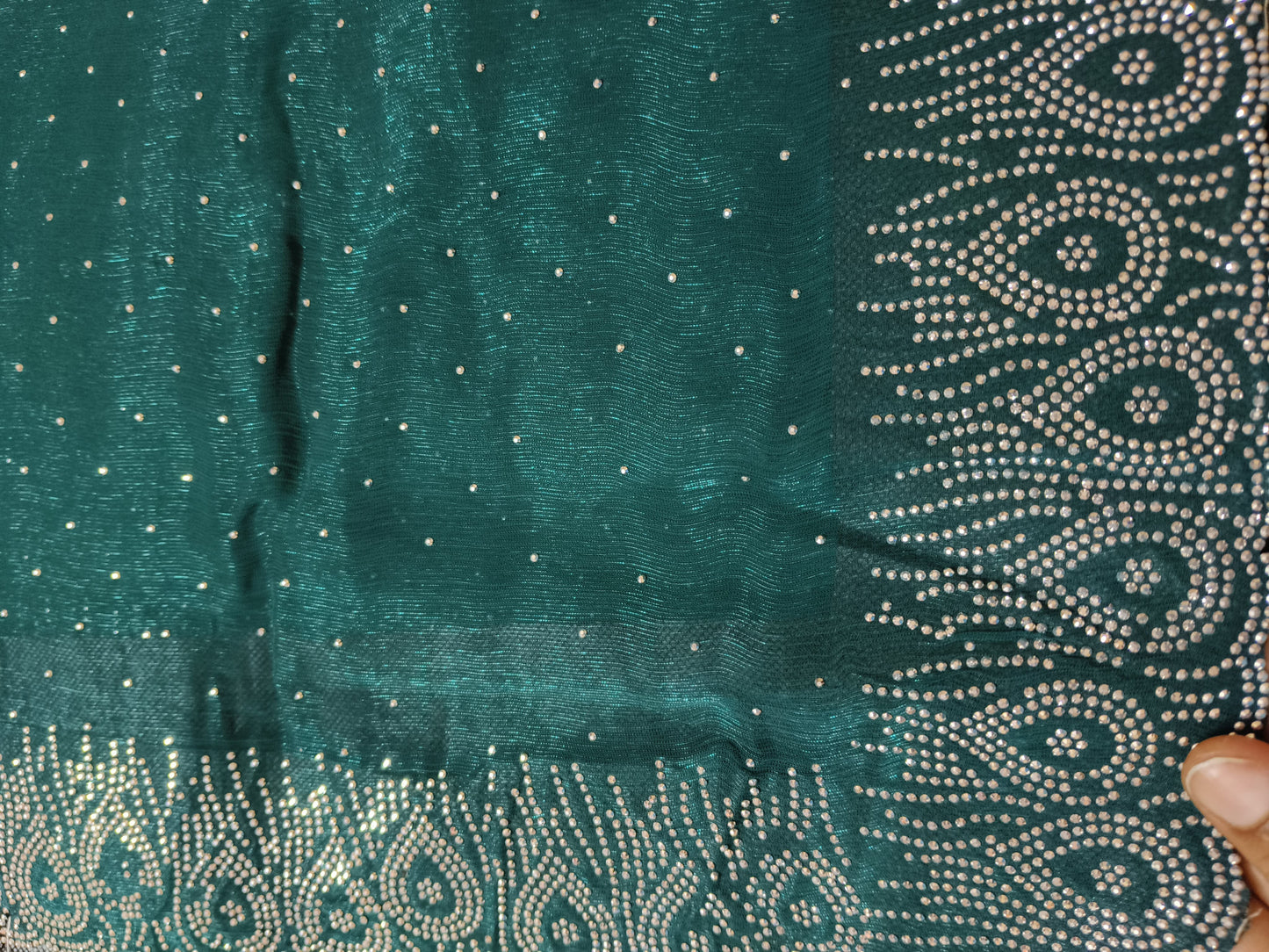 Dark Green Georgette Embellished Saree