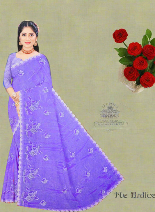 Purple Embroidery sequence jimmichoo Saree