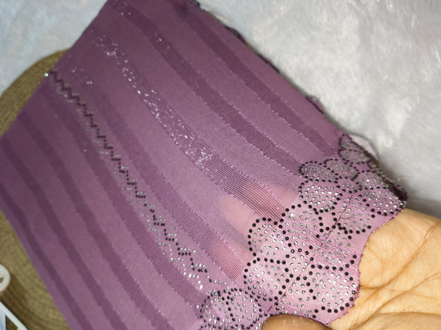 Flower Pattern Sequence Work Purple Saree