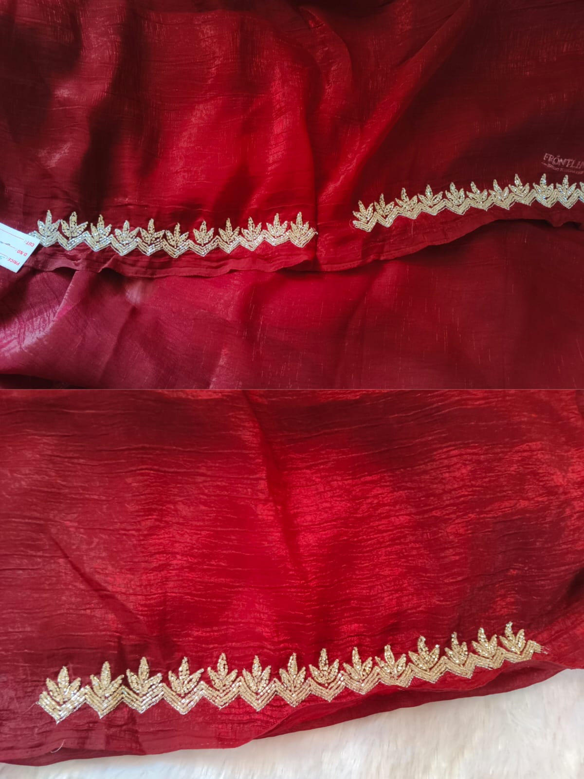 Maroon color cut work Jimmy-cho saree