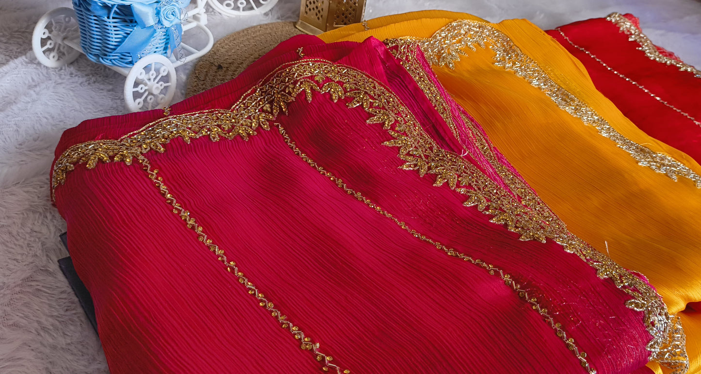 Red Heavy work Jimmy Cho saree