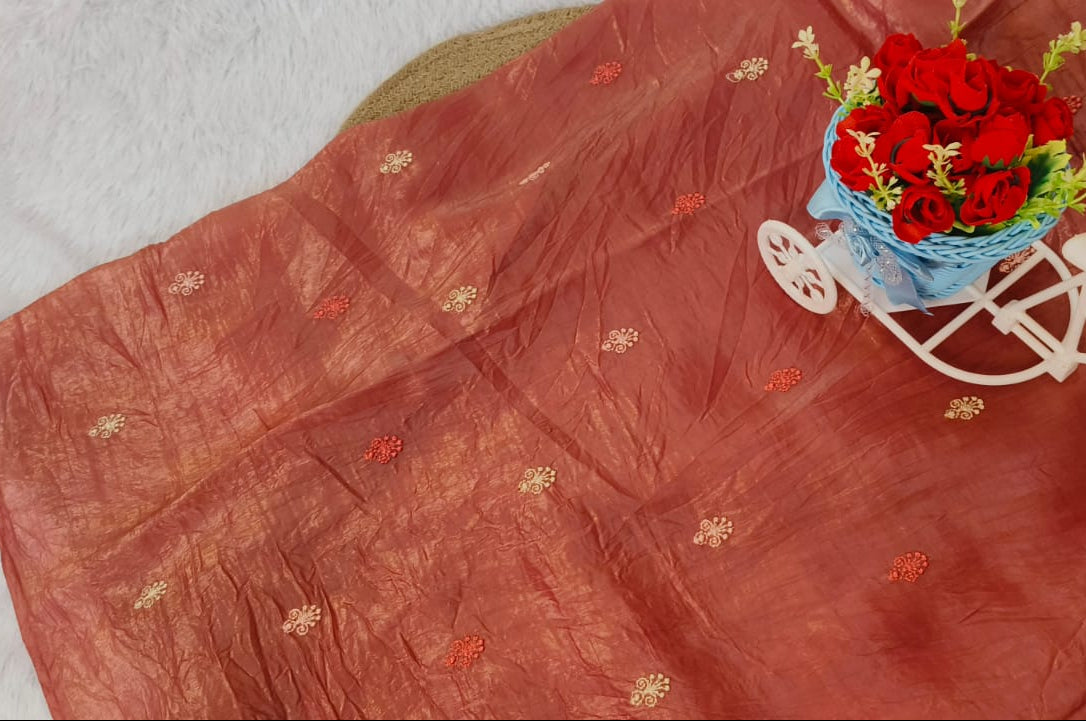 Embroidery Work Crush tussar Saree