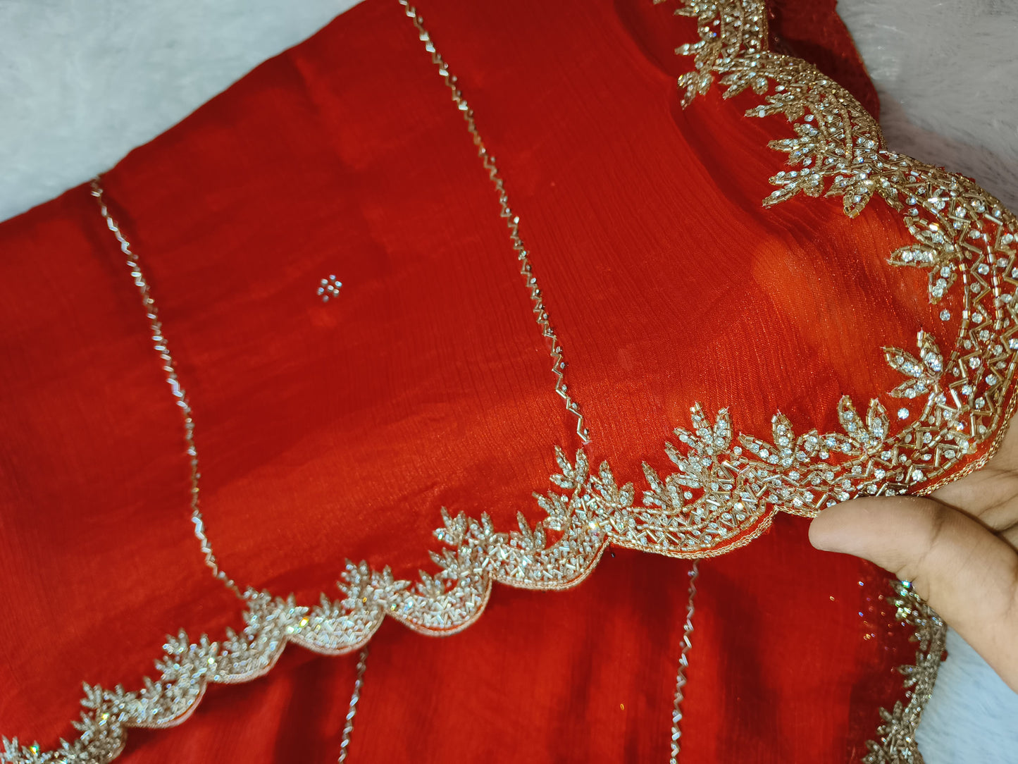 Red Heavy work Jimmy Cho saree