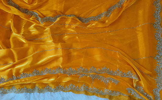 Mustard Yellow Heavy work Jimmy Cho saree