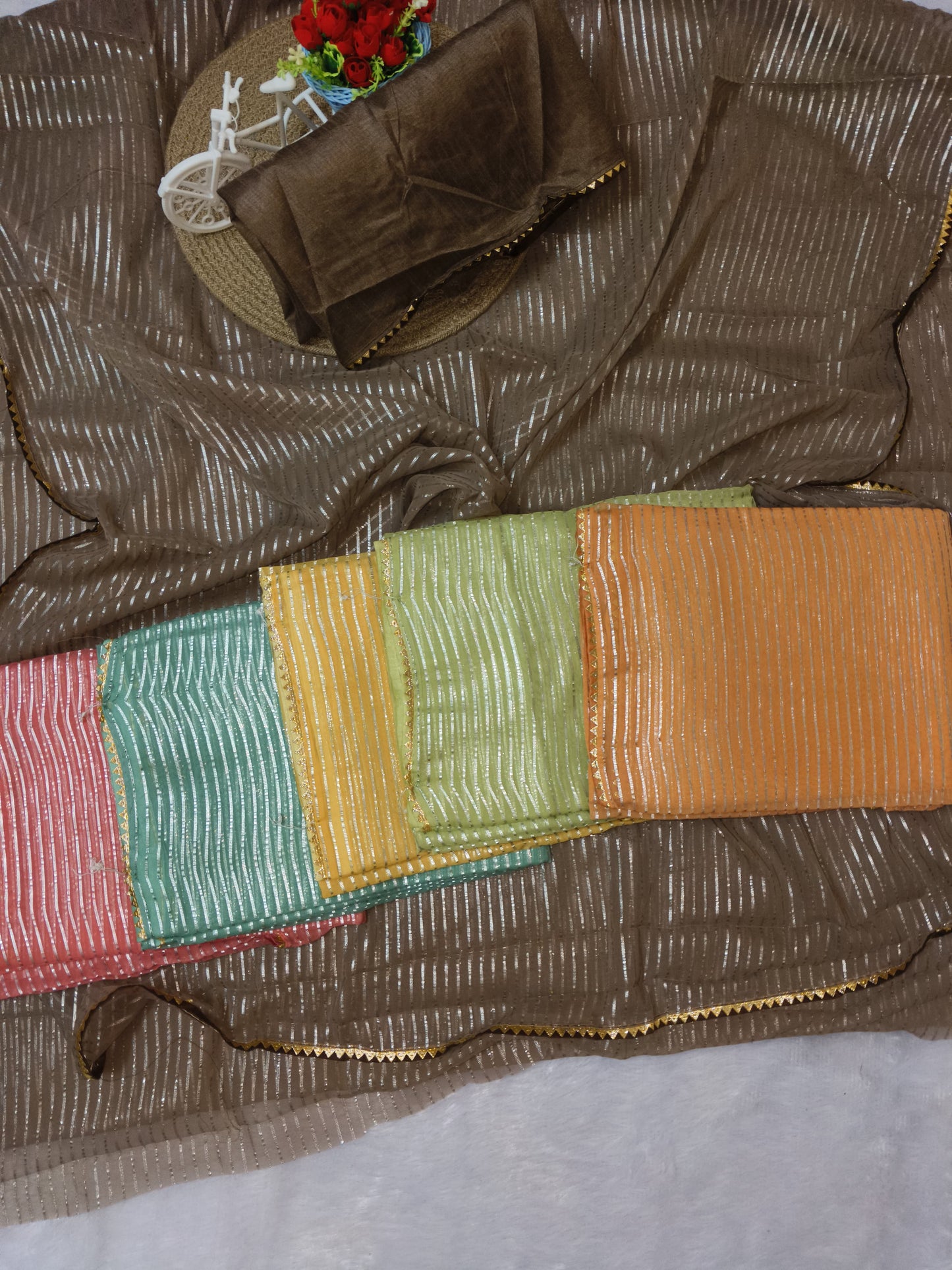 Pistachio Green Zari Woven Georgette Saree