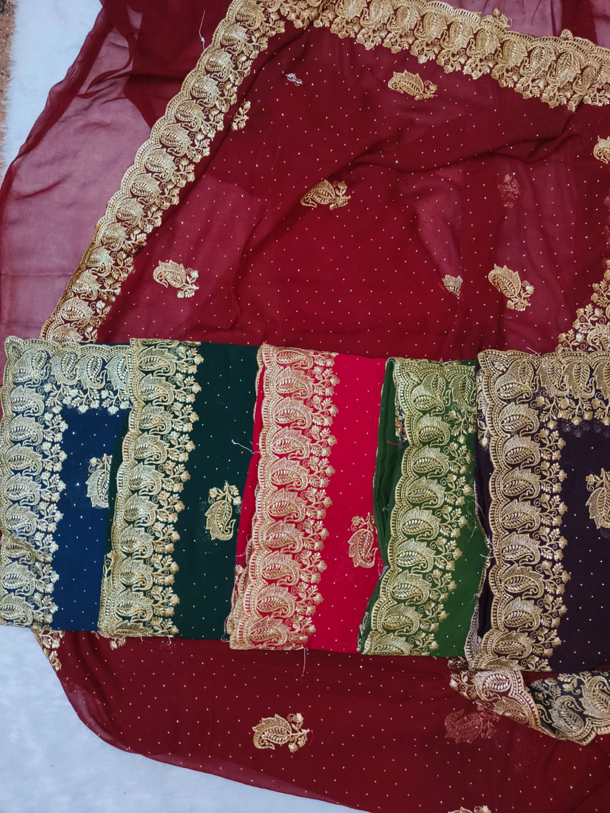 Zari Embroidery Peacock Green Georgette Saree