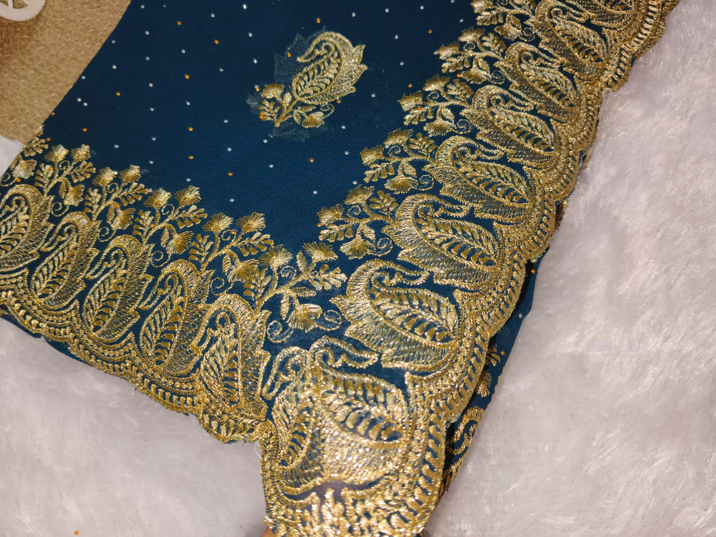 Zari Embroidery Peacock Green Georgette Saree