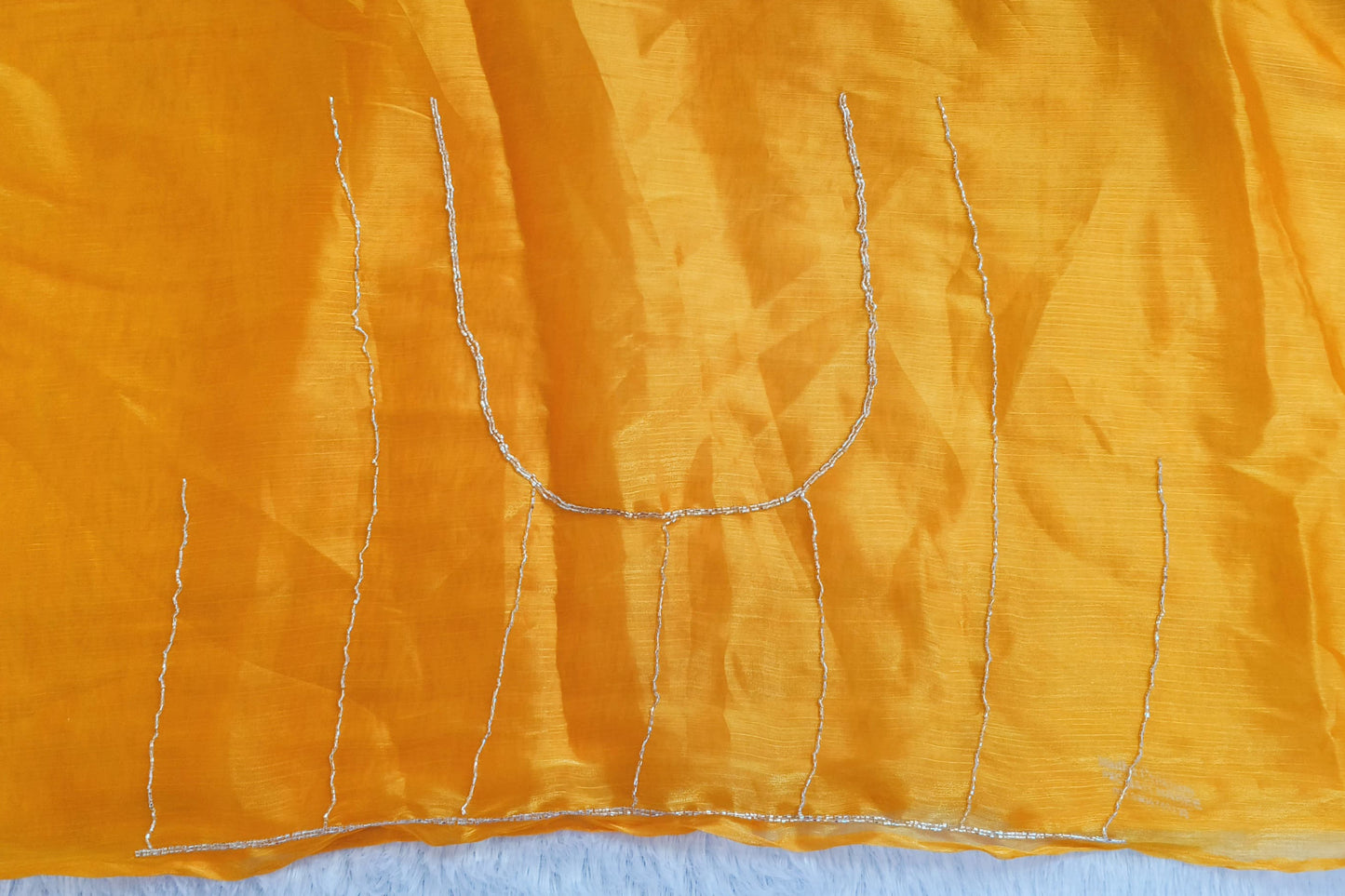 Yellow colour cut work Jimmy-cho saree